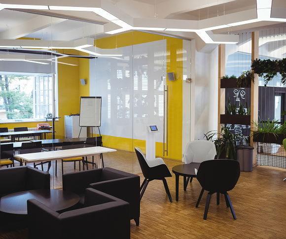 Equinox Atelier interior design detail with angular ceiling lighting